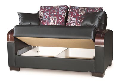 Mobimax Black Leather Love Seat,Ottomanson (Previously Casamode)